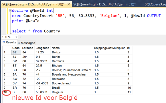 CountryInsert Stored Procedure Test Reinsert